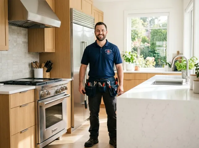 Appliance Repair Hero technician in a Arvin, CA kitchen after an appliance repair